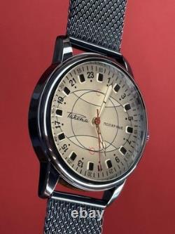 Vintage Watch Rakets 24h Automatic Wrist Polar Mens Russian Soviet USSR Strap