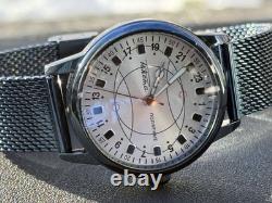 Vintage Watch Rakets 24h Automatic Wrist Polar Mens Russian Soviet USSR Strap