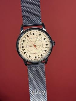 Vintage Watch Rakets 24h Automatic Wrist Polar Mens Russian Soviet USSR Strap