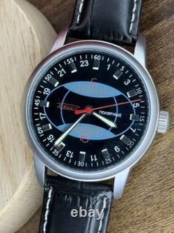 Vintage Watch Rakets 24h Mechanical Wrist Polar Mens Russian Soviet USSR Strap