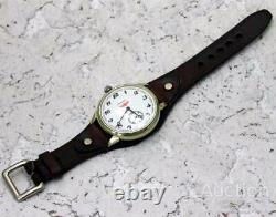 Vintage Wrist Watch Molniya Mechanical Pocket USSR Soviet Russian Leather 3602