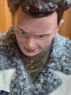 Vintage, heavy, large statuette of the USSR, Soviet soldier 50s. Rare