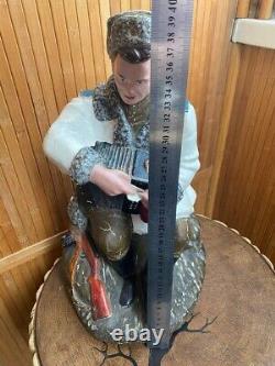 Vintage, heavy, large statuette of the USSR, Soviet soldier 50s. Rare