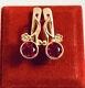 Vintage Russian Soviet Ussr Jewelry Lovely Earrings Rose Gold 14k 585