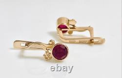 Vintage russian Soviet USSR jewelry Lovely Earrings Rose Gold 14K 585