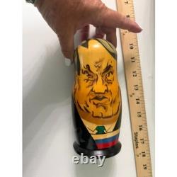 Vtg. Russian soviet USSR political leader nesting dolls set of 5 wooden