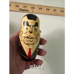 Vtg. Russian soviet USSR political leader nesting dolls set of 5 wooden
