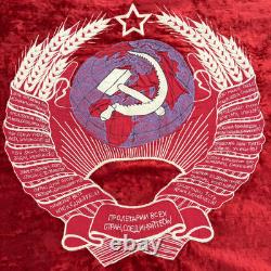 Vtg Soviet Union USSR Velvet Communist Propaganda Banner Flag Embroidered RARE