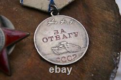 WW2 Russian Medals Original Soviet Russian Combat Order RED STAR +2 Medals