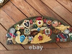 WW2 Russian Officer Pilotka Hat Military USSR WithPins & Patchs