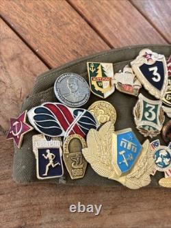 WW2 Russian Officer Pilotka Hat Military USSR WithPins & Patchs