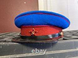 WWII SOVIET RUSSIAN M1941 NKVD OFFICER VISOR FIELD CAP WithINSIGNIA-MEDIUM