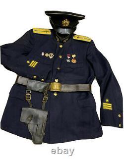 WWII Uniform tunic, jacket+hat Russian Soviet Navy officer marine captain rare