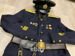 WWII Uniform tunic, jacket+hat Russian Soviet Navy officer marine captain rare