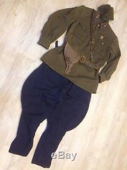 WW -2 Soviet Russian uniform set Tunic jacket+Breeches+Hat+Belt Style 1935-1943