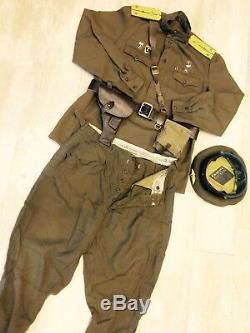WW -2 Soviet Russian uniform set Tunic jacket+Breeches+Hat+Belt Style 1943