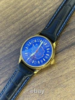 Watch 24h Mechanical Raketa Antarctica Russian Day Men's Soviet Rare USSR Blue