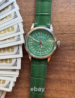 Watch 24h Mechanical Raketa Wrist Men Soviet USSR Polar Day Russian Rare Green