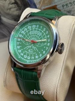 Watch 24h Mechanical Raketa Wrist Men Soviet USSR Polar Day Russian Rare Green