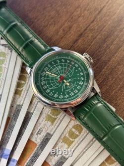 Watch 24h Mechanical Raketa Wrist Men Soviet USSR Polar Day Russian Rare Green