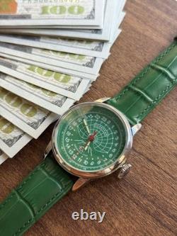 Watch 24h Mechanical Raketa Wrist Men Soviet USSR Polar Day Russian Rare Green