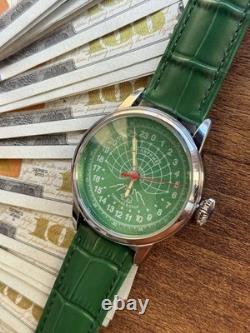 Watch 24h Mechanical Raketa Wrist Men Soviet USSR Polar Day Russian Rare Green