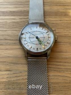 Watch 24h Mechanical Raketa Wrist Men Soviet USSR Polar Day Russian Rare Silver