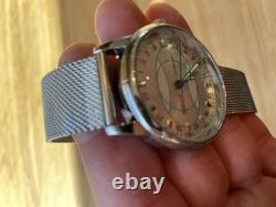 Watch 24h Mechanical Raketa Wrist Men Soviet USSR Polar Day Russian Rare Silver