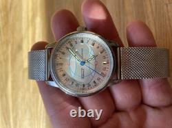 Watch 24h Mechanical Raketa Wrist Men Soviet USSR Polar Day Russian Rare Silver