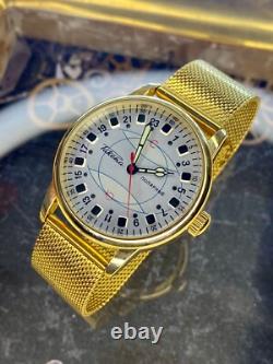 Watch 24h Mechanical Wrist Men's Russian Soviet USSR Polar Golden Raketa Wrist