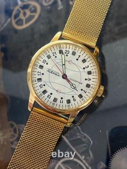 Watch 24h Mechanical Wrist Men's Russian Soviet USSR Polar Golden Raketa Wrist