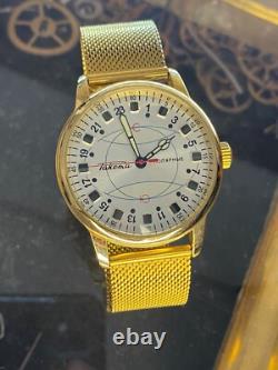 Watch 24h Mechanical Wrist Men's Russian Soviet USSR Polar Golden Raketa Wrist