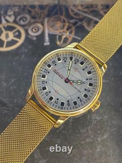Watch 24h Mechanical Wrist Men's Russian Soviet USSR Polar Golden Raketa Wrist