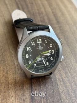 Watch Alarm Mechanical Pilot Aviator Wrist Soviet Men Signal USSR Russian Black