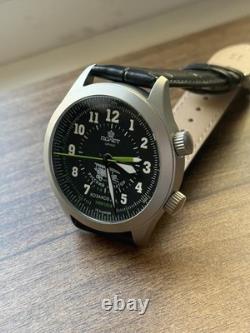Watch Alarm Mechanical Pilot Aviator Wrist Soviet Men Signal USSR Russian Black