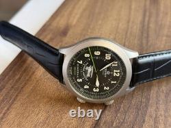 Watch Alarm Mechanical Pilot Aviator Wrist Soviet Men Signal USSR Russian Black