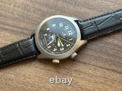 Watch Alarm Mechanical Pilot Aviator Wrist Soviet Men Signal USSR Russian Black