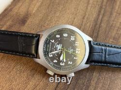 Watch Alarm Mechanical Pilot Aviator Wrist Soviet Men Signal USSR Russian Black
