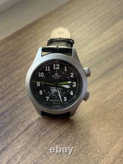 Watch Alarm Mechanical Pilot Aviator Wrist Soviet Men Signal USSR Russian Black