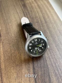 Watch Alarm Mechanical Pilot Aviator Wrist Soviet Men Signal USSR Russian Black