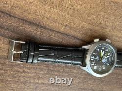 Watch Alarm Mechanical Pilot Aviator Wrist Soviet Men Signal USSR Russian Black