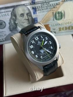 Watch Aviator Pilot Alarm Mechanical Wrist Soviet Mens Signal USSR Russian Black