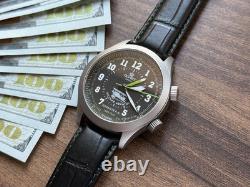Watch Aviator Pilot Alarm Mechanical Wrist Soviet Mens Signal USSR Russian Black