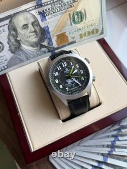 Watch Aviator Pilot Alarm Mechanical Wrist Soviet Mens Signal USSR Russian Black