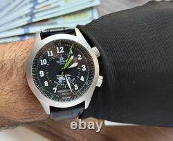 Watch Aviator Pilot Alarm Mechanical Wrist Soviet Mens Signal USSR Russian Black