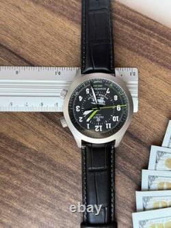 Watch Aviator Pilot Alarm Mechanical Wrist Soviet Mens Signal USSR Russian Black
