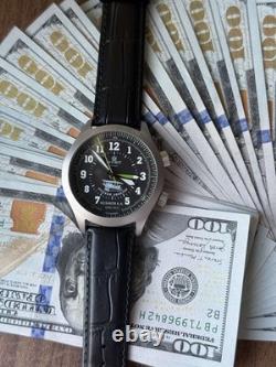 Watch Aviator Pilot Alarm Mechanical Wrist Soviet Mens Signal USSR Russian Black