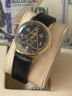 Watch Mechanical Poljot Men's Wrist USSR Russian Soviet Slim Deluxe Freemason