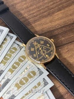 Watch Mechanical Poljot Men's Wrist USSR Russian Soviet Slim Deluxe Freemason