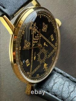 Watch Mechanical Poljot USSR Masonic Russian Soviet Deluxe Slim Men's Vintage